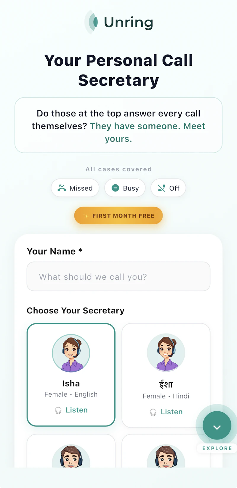 Unring - your personal call secretary screenshot 3