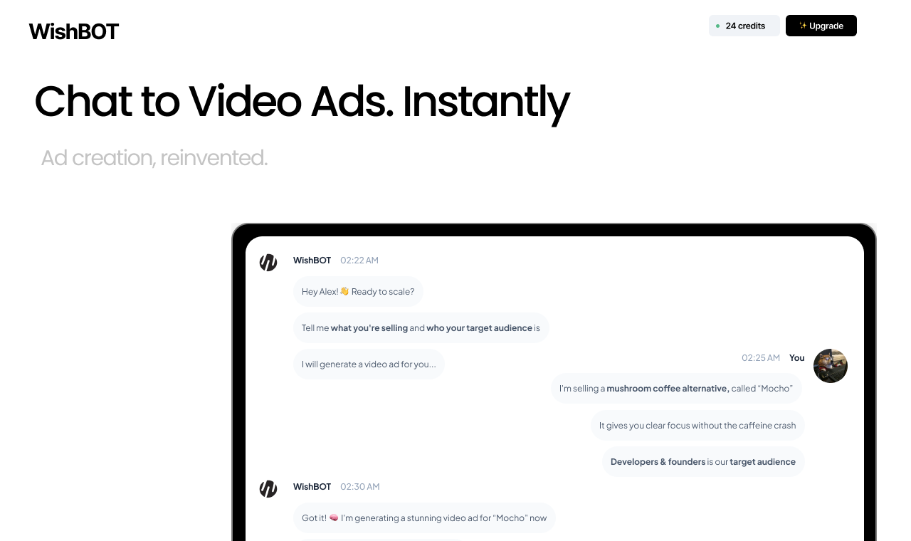 WishBOT - Main product screenshot demonstrating key features and user interface