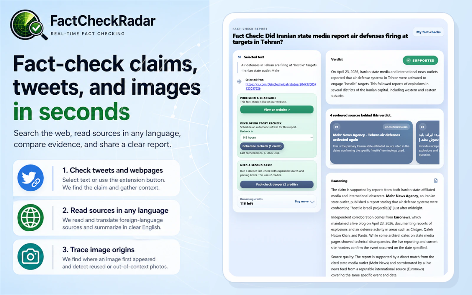 FactCheckRadar - Real-Time Fact Checking screenshot 3