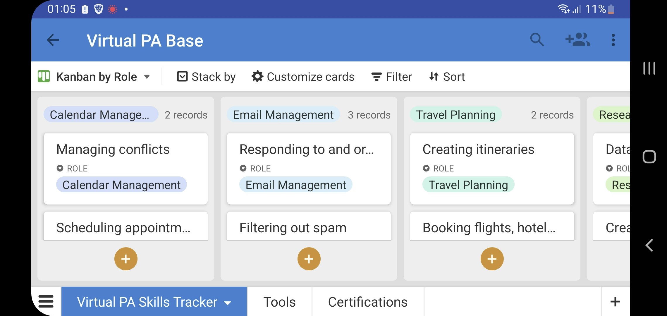 Virtual PA Skills Development Tracker - Track, update & progress skills, certifications & resource media 1