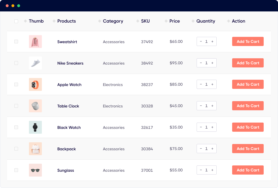 Woo Product Table gallery image