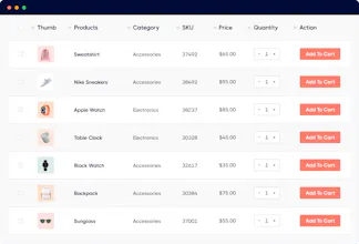 Woo Product Table gallery image