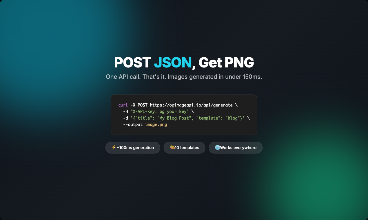 OG Image API - Screenshot 2 showing product features and functionality