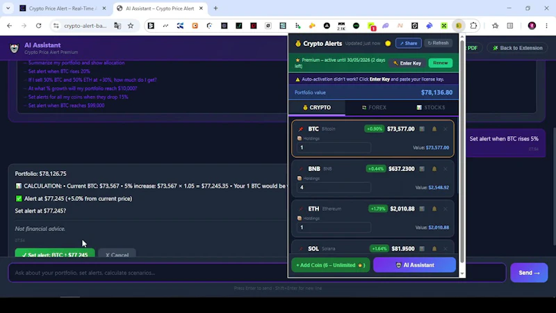 Crypto Price Alert screenshot 1 (video preview)