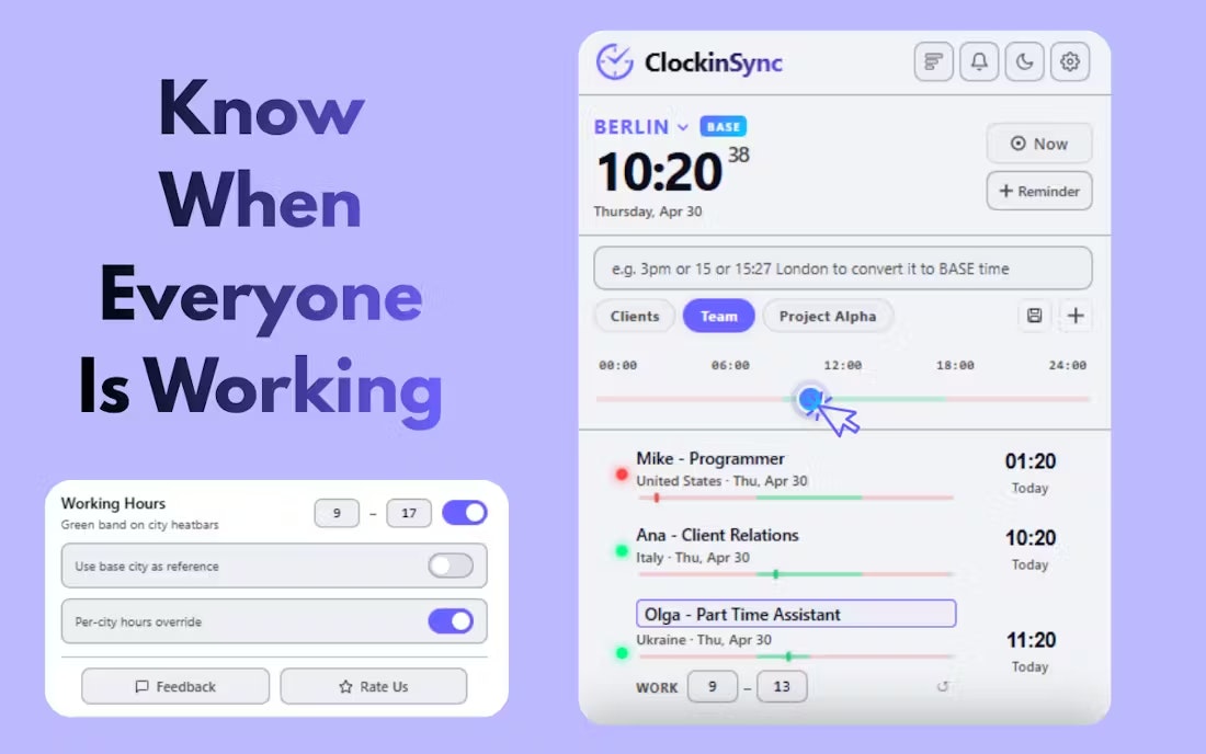 ClockinSync - Smart Timezone Extension gallery image