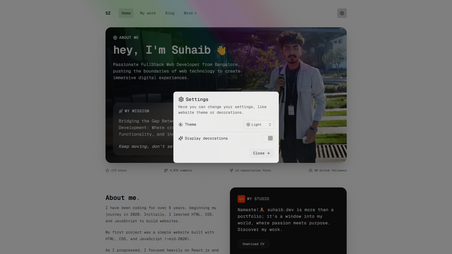 Mídia 5 de Portfólio de Suhaib - Portfólio moderno e limpo de um engenheiro de software