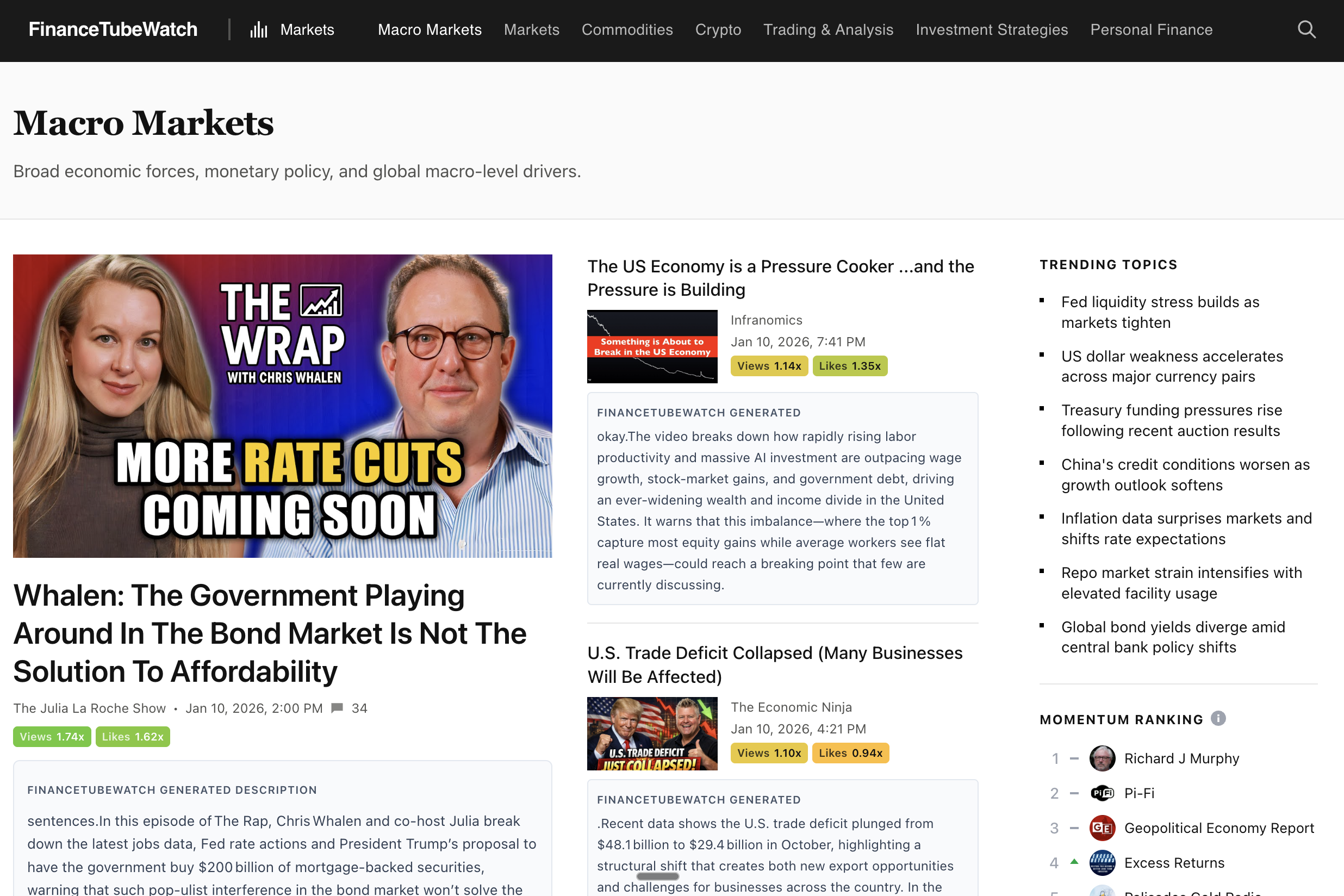 FinanceTubeWatch - Main product screenshot demonstrating key features and user interface