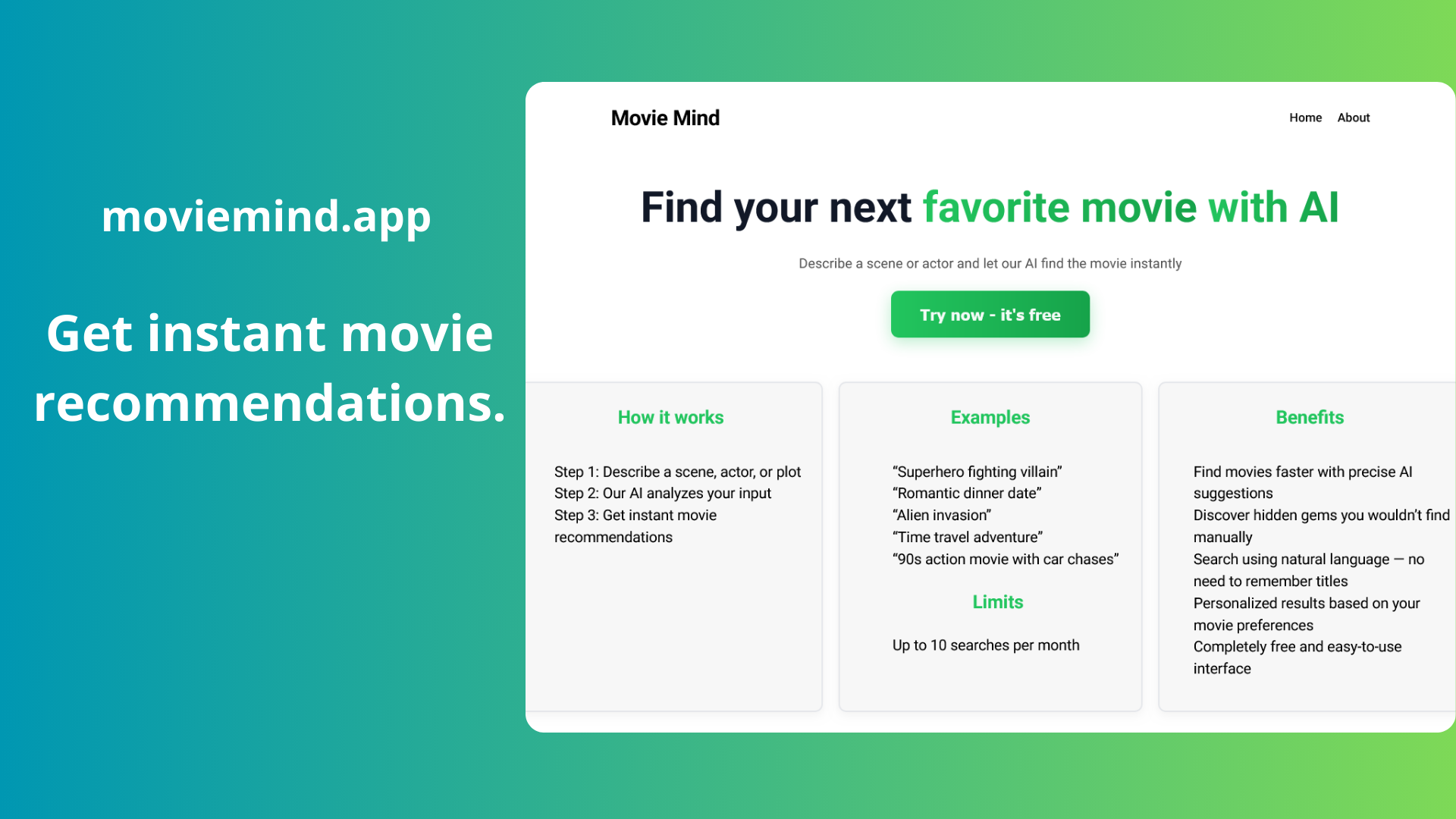 MovieMind - Main product screenshot demonstrating key features and user interface