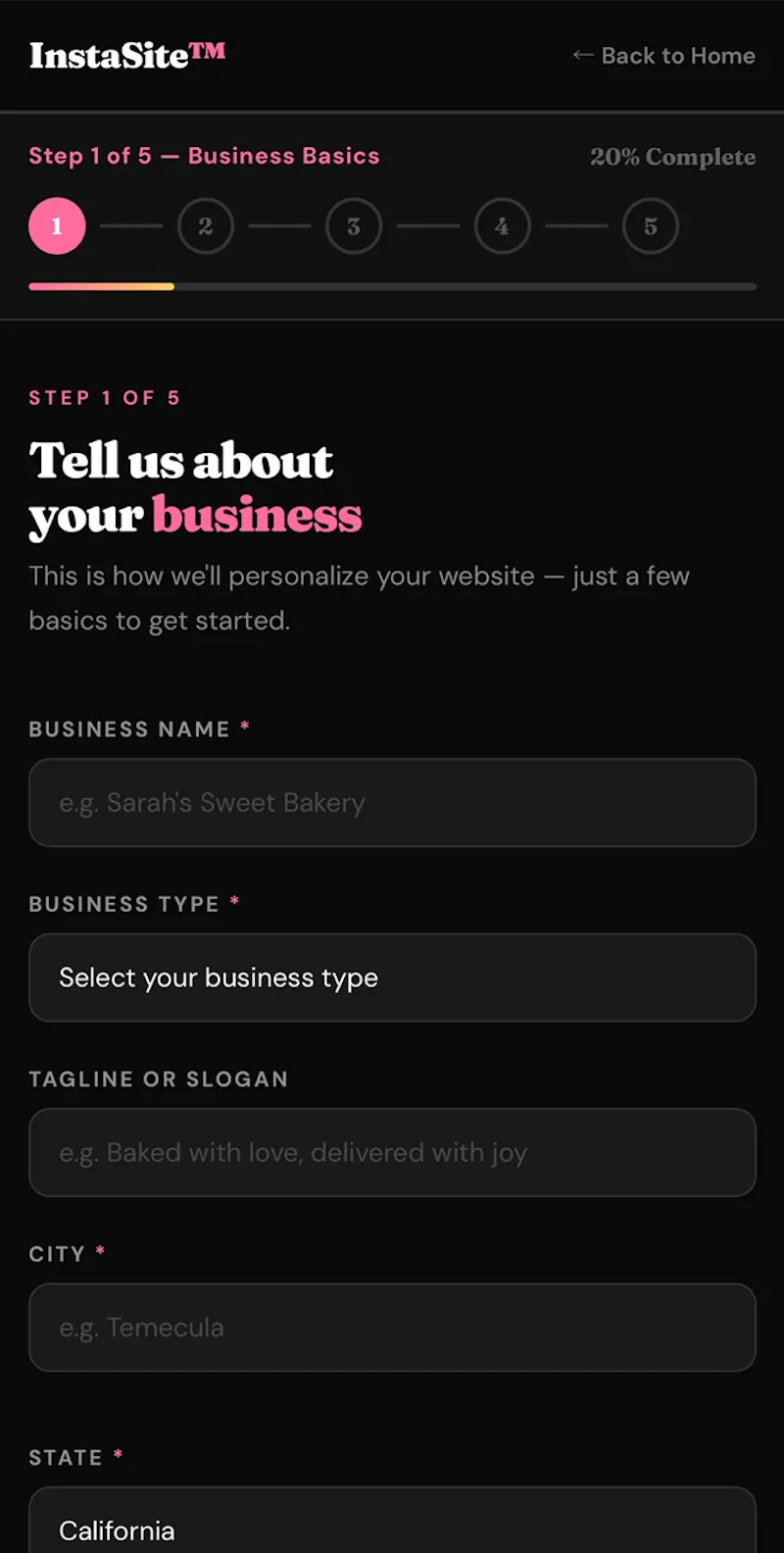 InstaSite™ screenshot 2