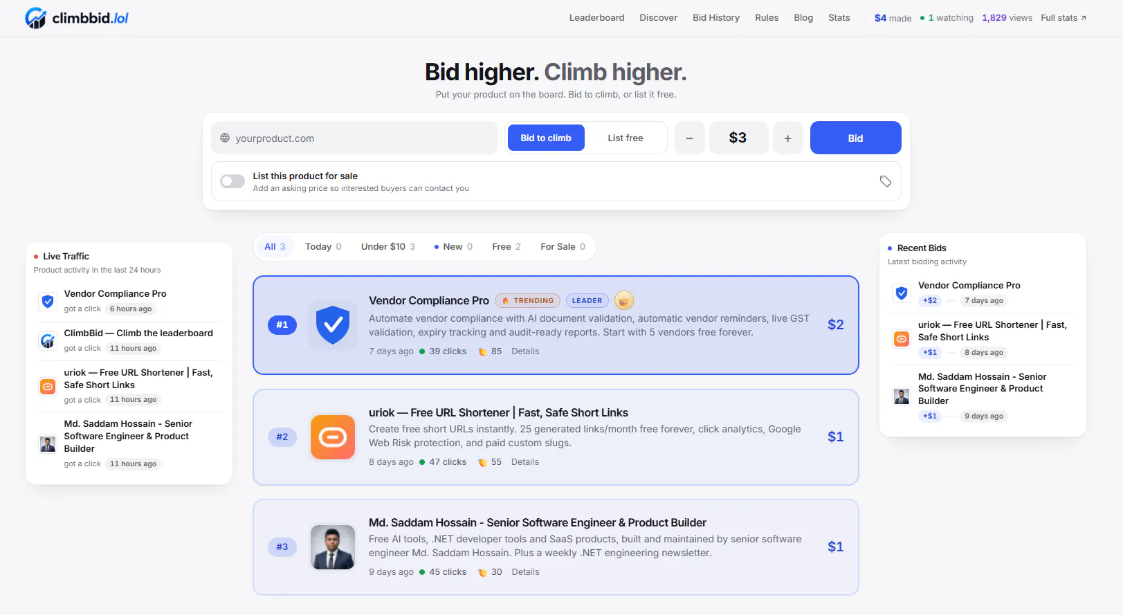 ClimbBid screenshot