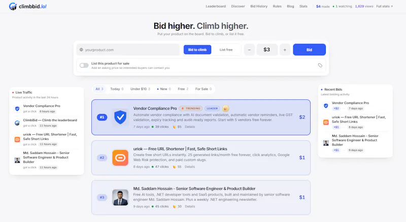 ClimbBid screenshot 2