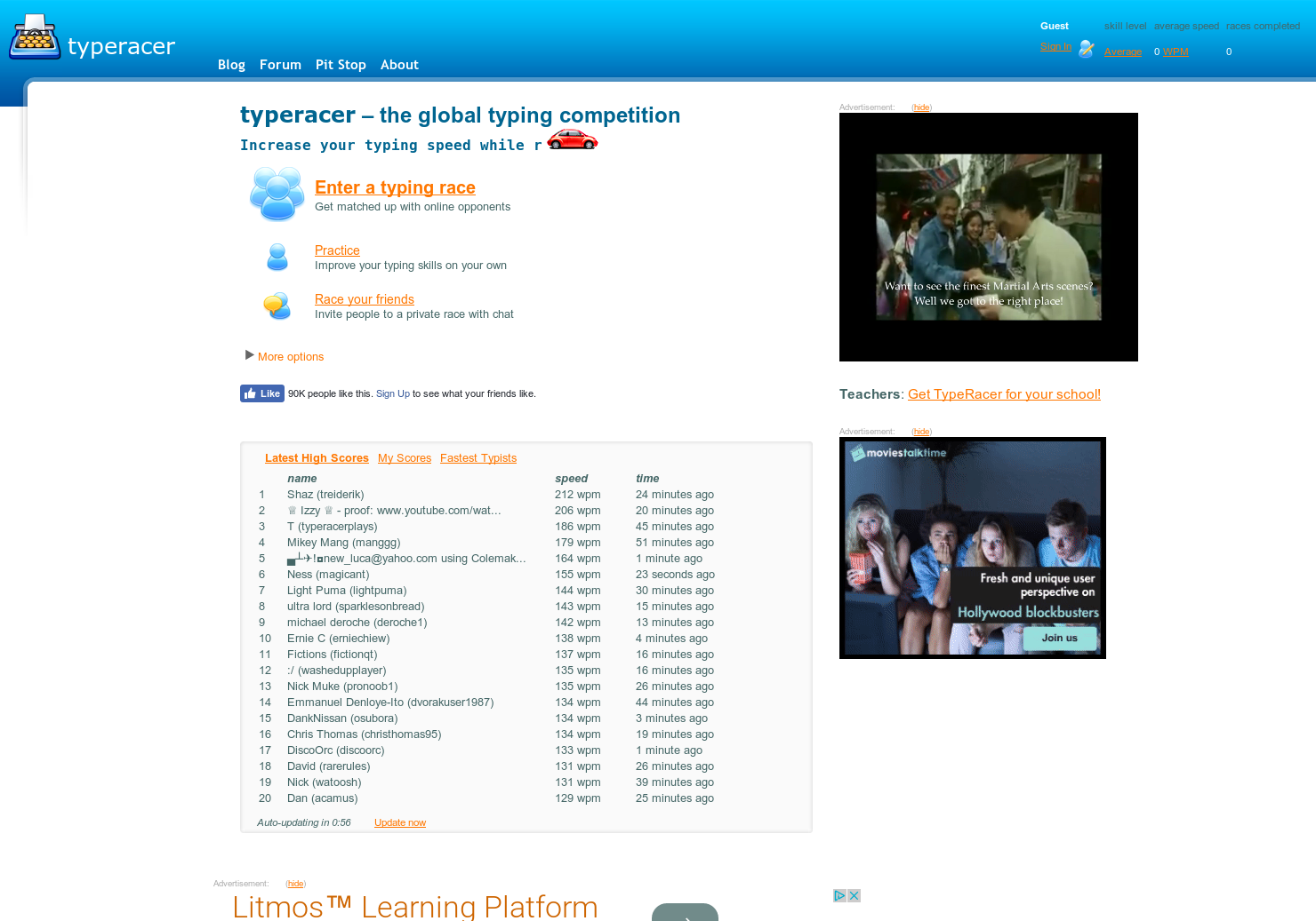 TypeRacer - Increase your typing speed while racing against others