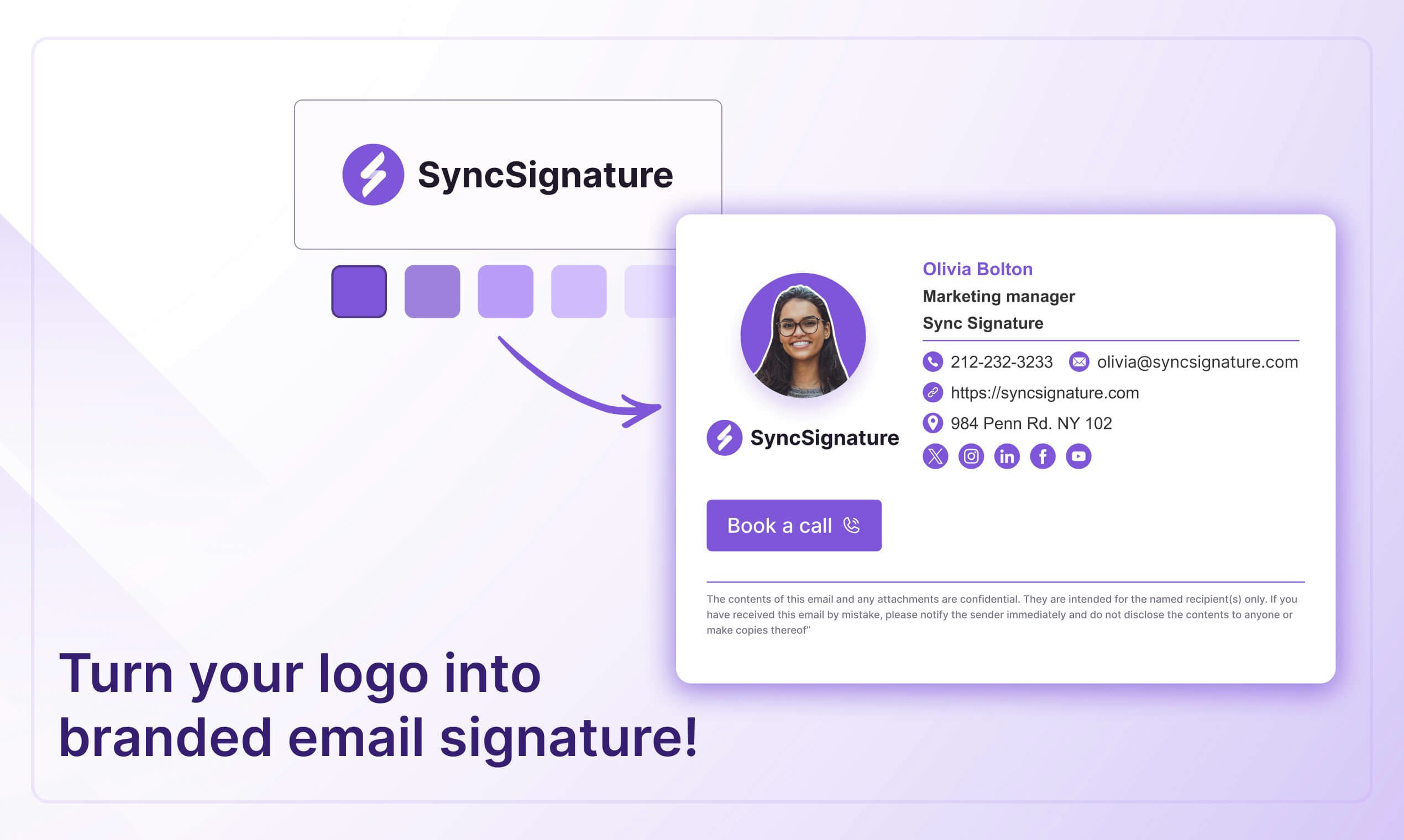 SyncSignature - プロのヘッドショットブランドの電子メール署名メディア2