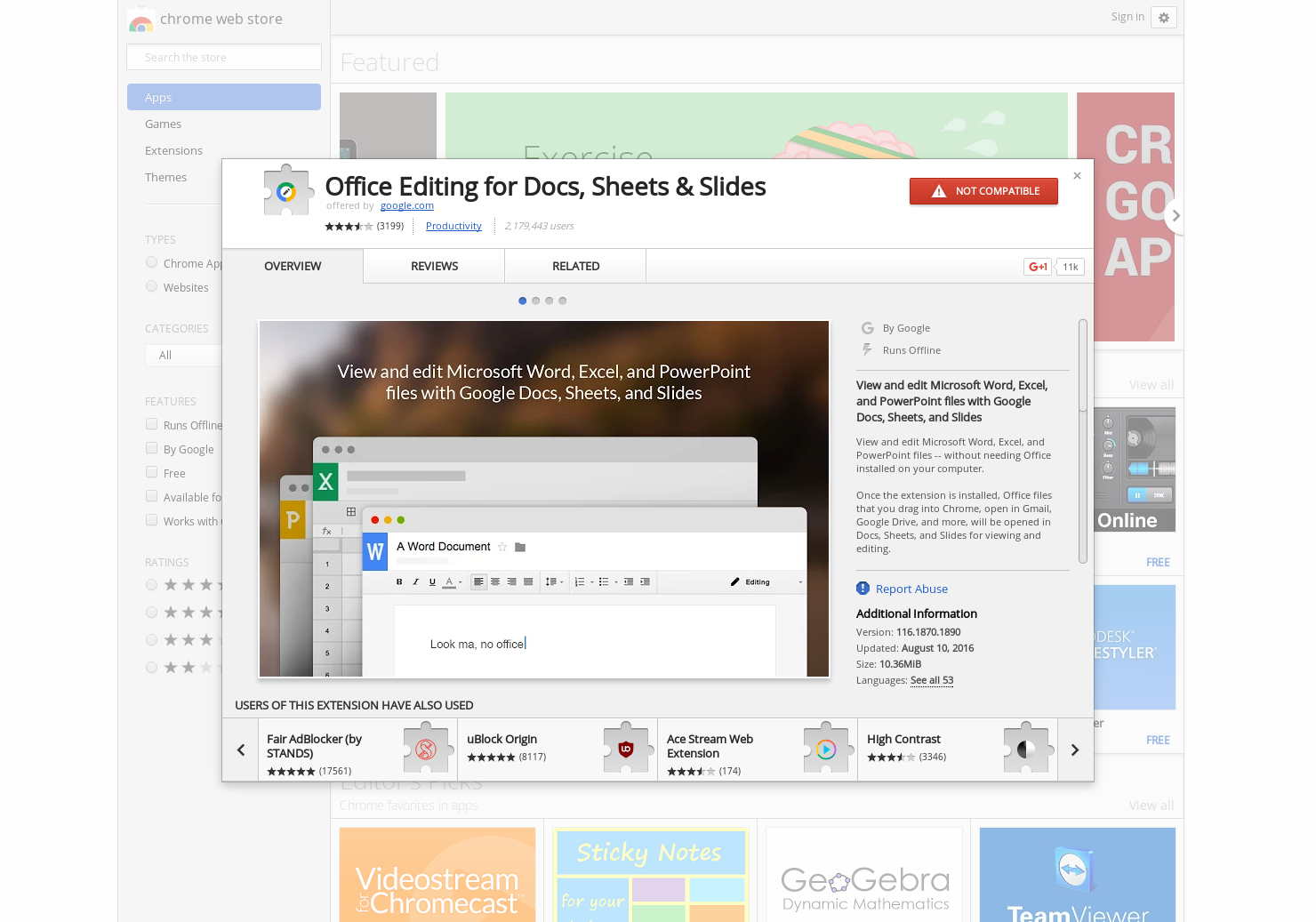 Office Editing for Docs, Sheets & Slides Product Information, Latest