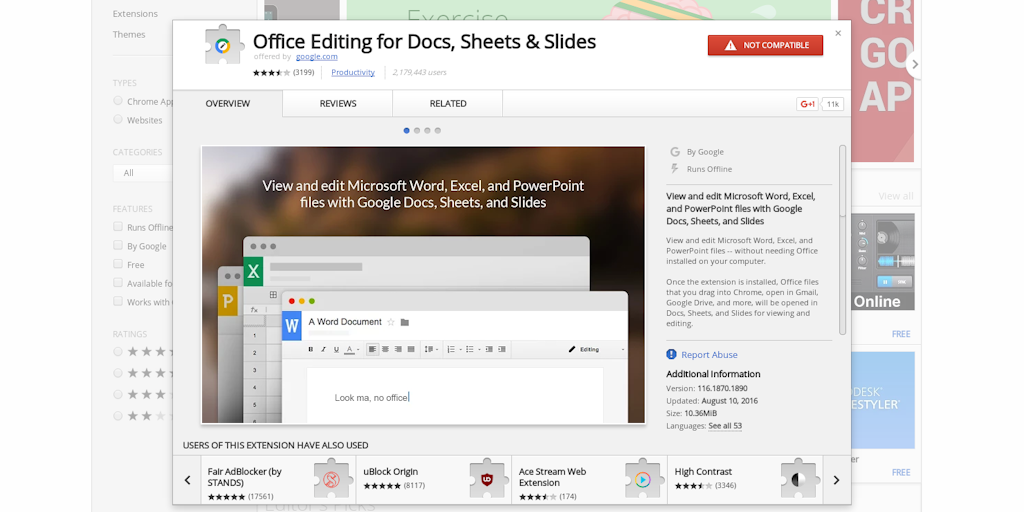 office editing for docs sheets & slides not working