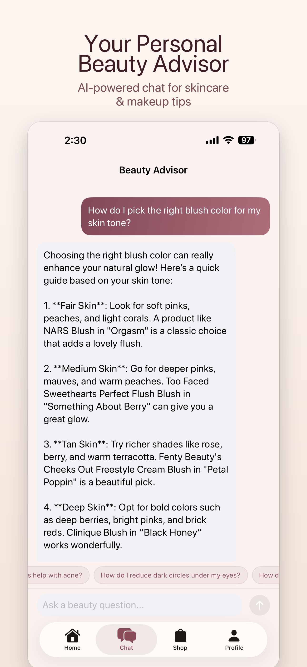 BeautyGPT-Glow with AI - Screenshot 3 showing product features and functionality