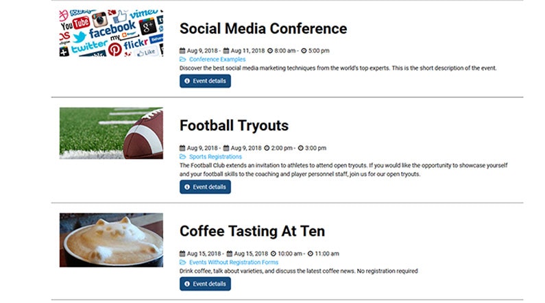 Event Registration Pro Calendar gallery image