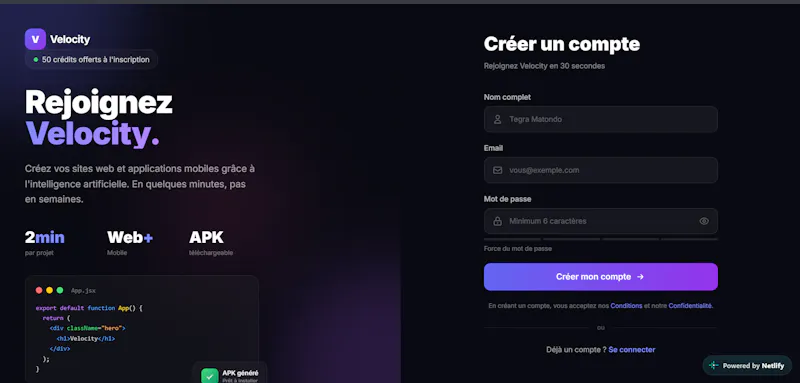 Velocity — Créez  Web & Mobile avec l'IA screenshot 16