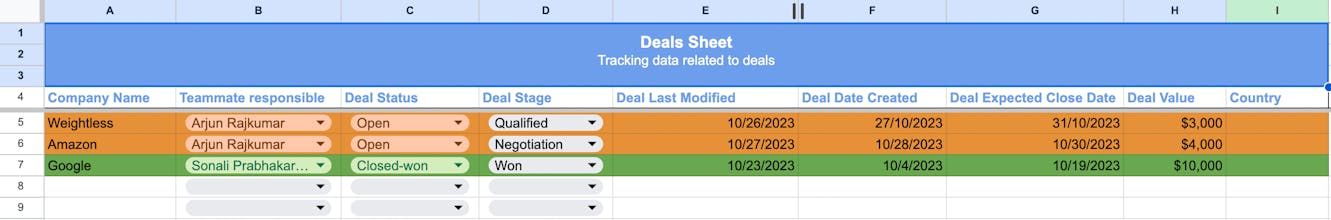 Google Sheets CRM Template gallery image