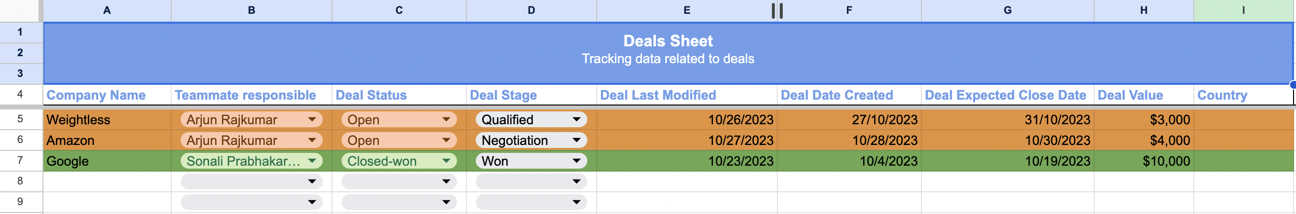 Template de CRM Google Sheets media 2