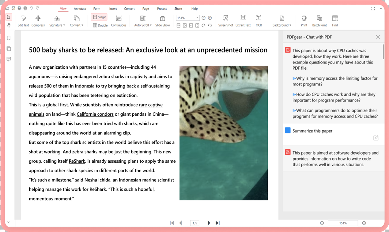Pdfgear Chatbot - PDFs mit AI -Assistenten intellektualisieren und chat PDFs Medien 3