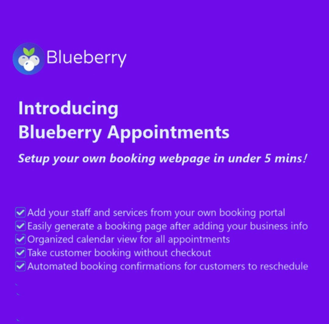 Blueberry -Termine - Generieren Sie die Kundenbuchungsseite und beginnen Sie Termine mitzunehmen Medien 1
