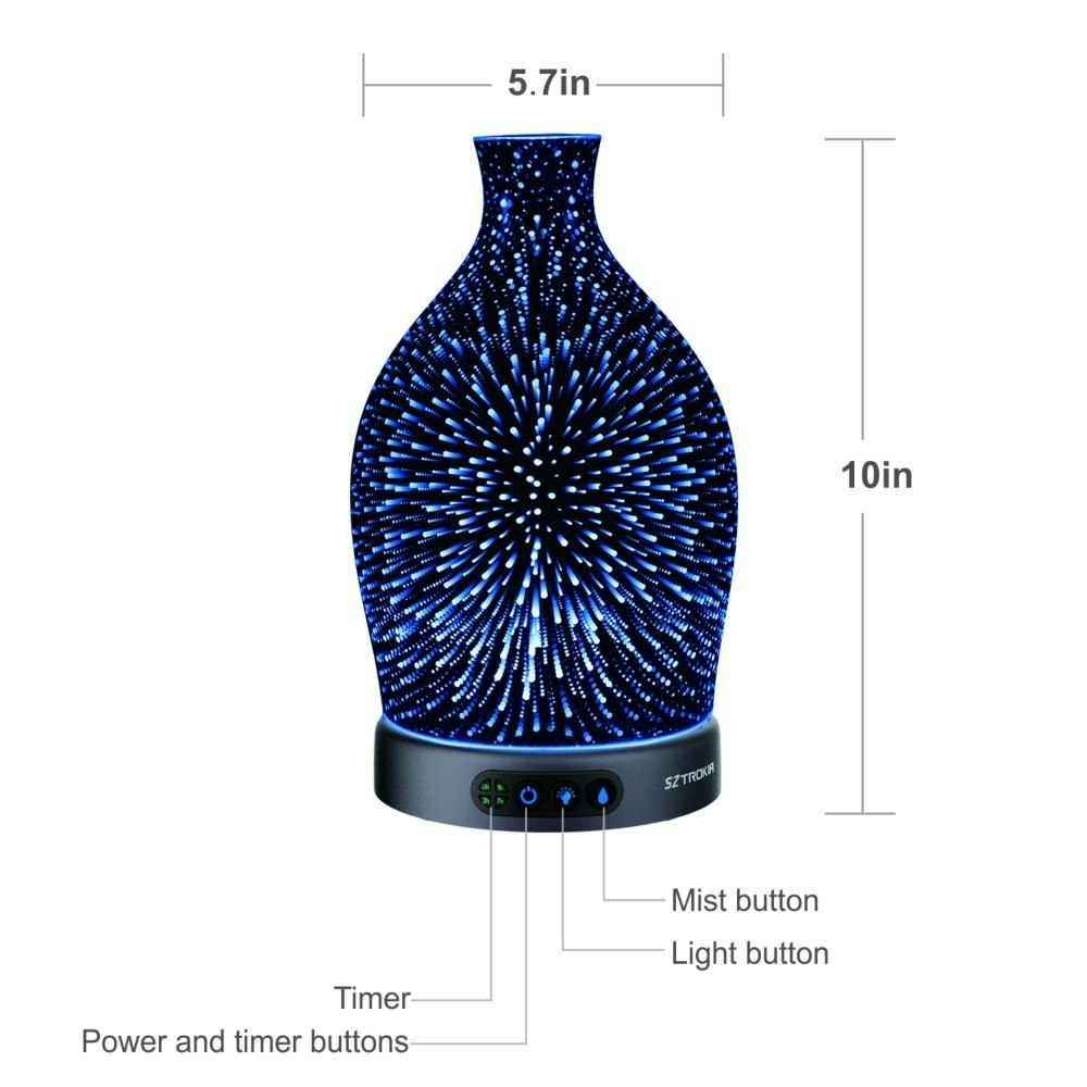 SZTROKIA 300ml Essential Oil Diffuser, Color Changing LED Lights with 3D Effect gallery image