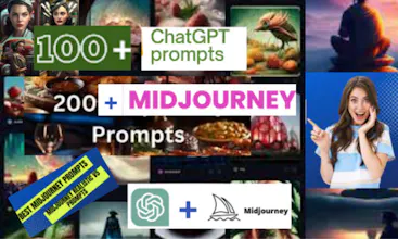 100+ ChatGPT + 200 Midjourney Prompts gallery image