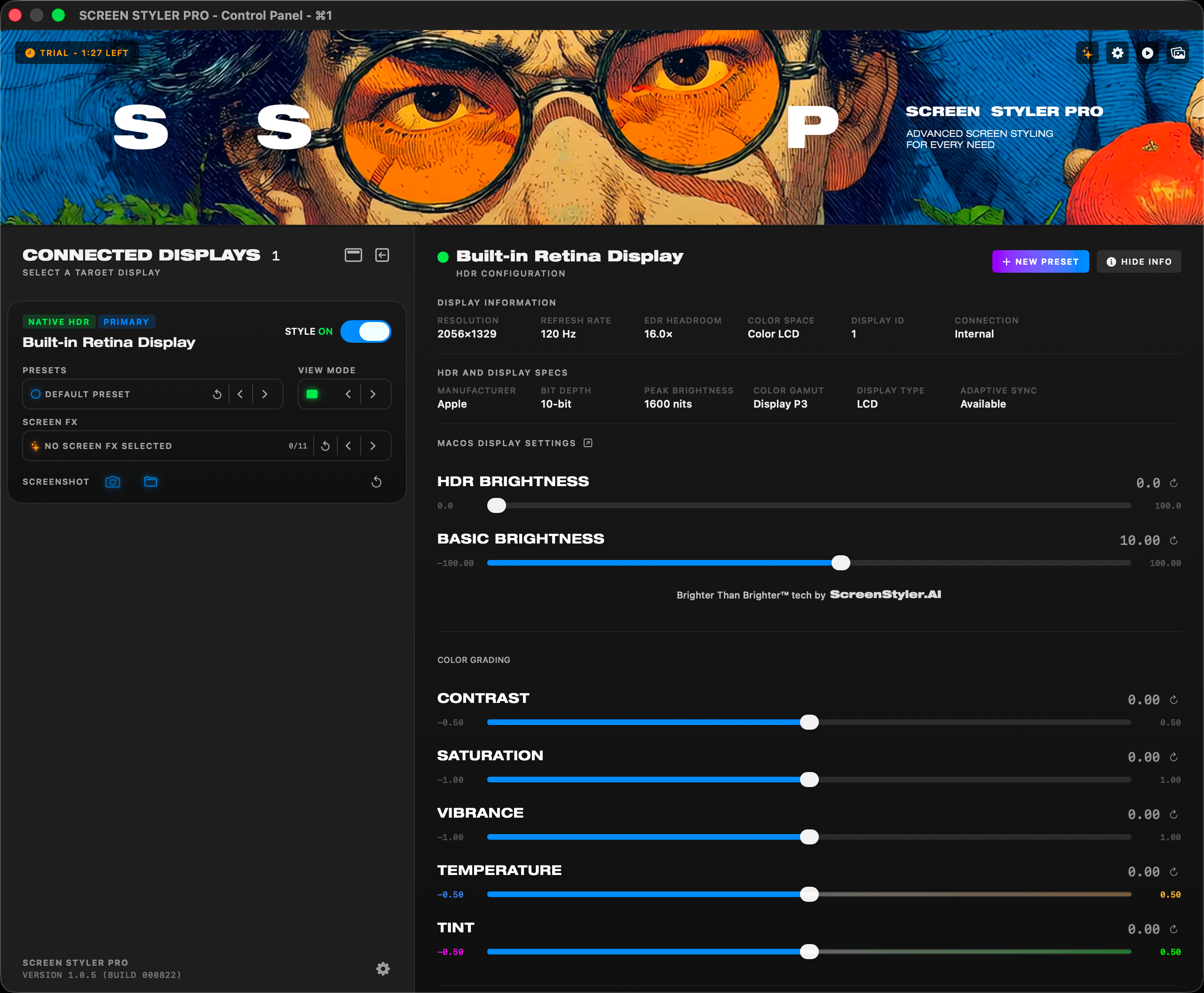 Média Screen Styler Pro - Déverrouillez la luminosité maximale et ajustez votre écran Mac comme des photos! 3