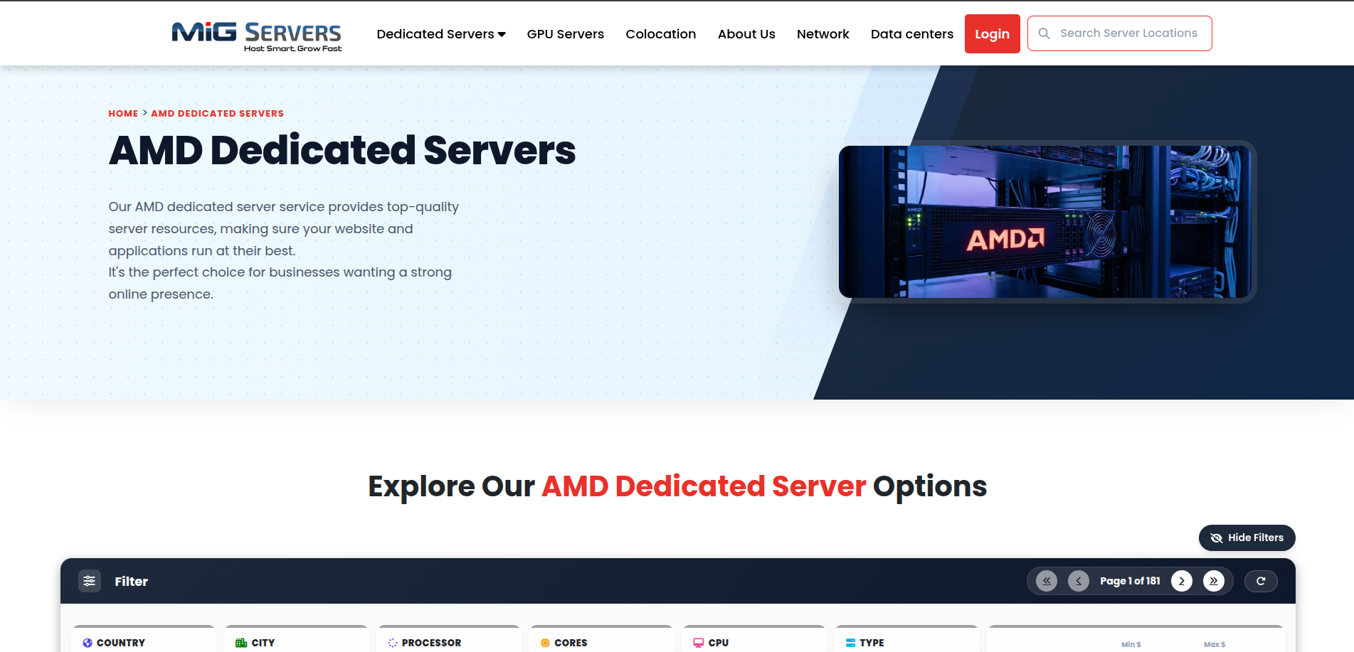 MIG servers - Screenshot 2 showing product features and functionality