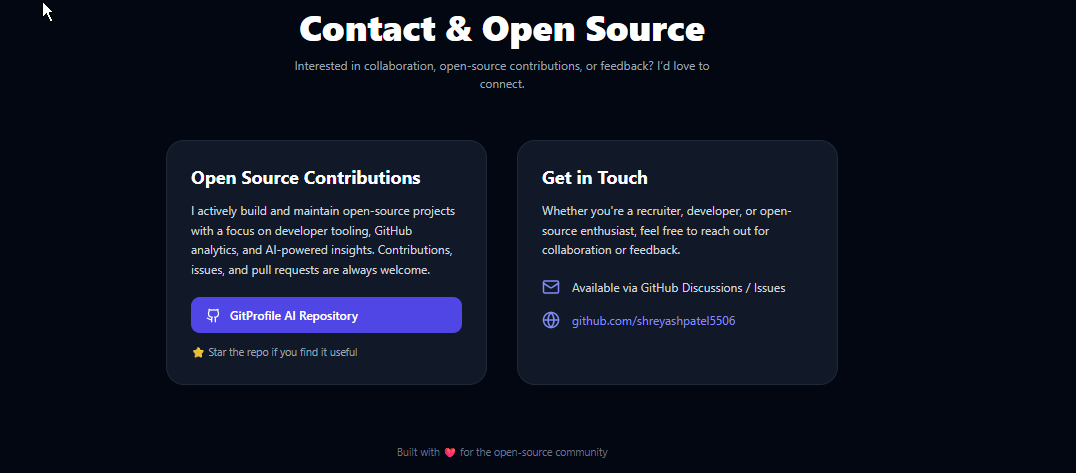 GitProfileAi - Main product screenshot demonstrating key features and user interface