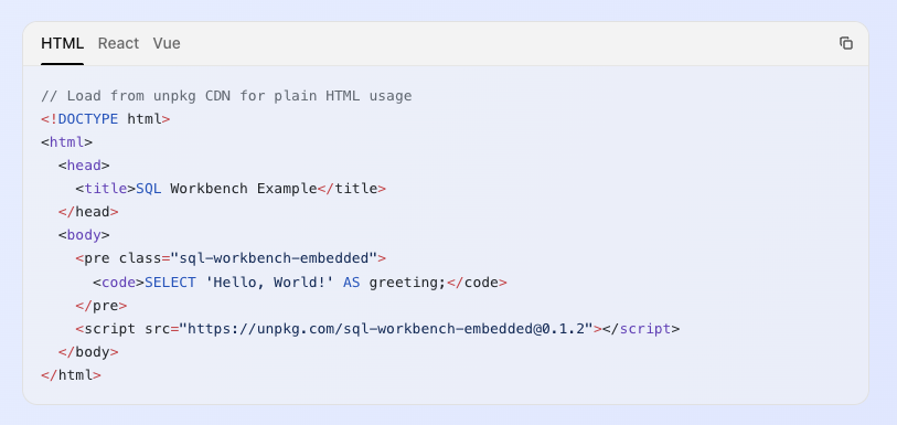 SQL Workbench Embedded gallery image