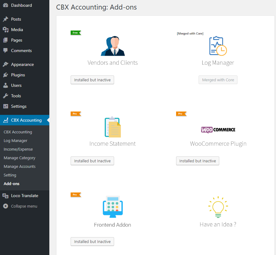CBX Accounting for WordPress gallery image