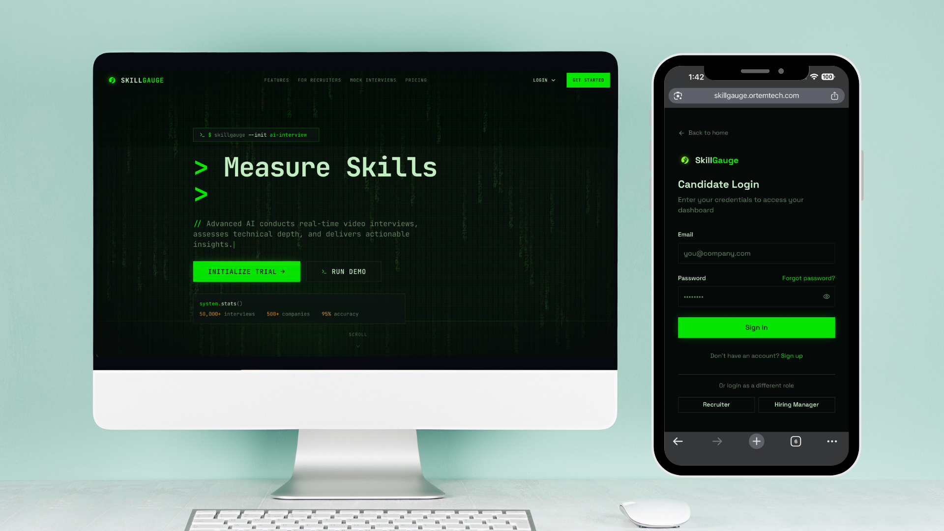 Skill Gauge AI - Main product screenshot demonstrating key features and user interface