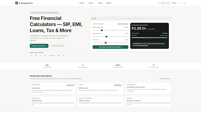 Calcumetrics screenshot 2