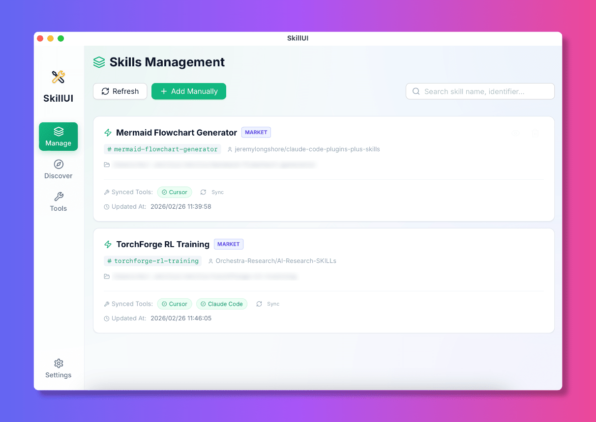 SkillUI - Main product screenshot demonstrating key features and user interface