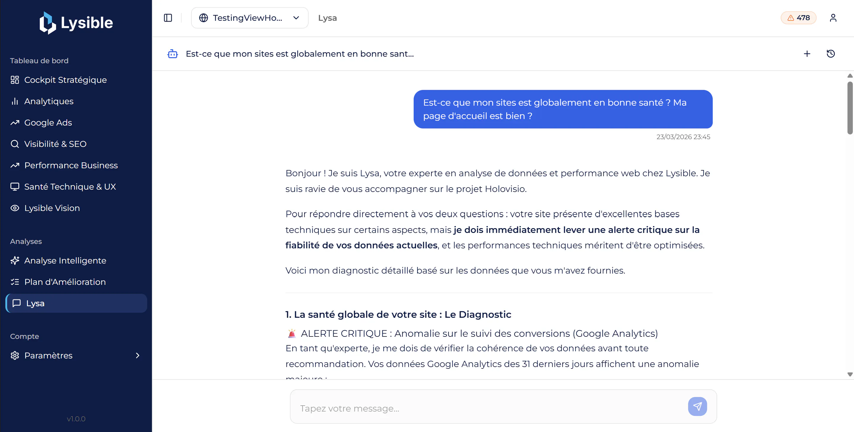 Lysible - Outil d'Analyse de Données Web screenshot