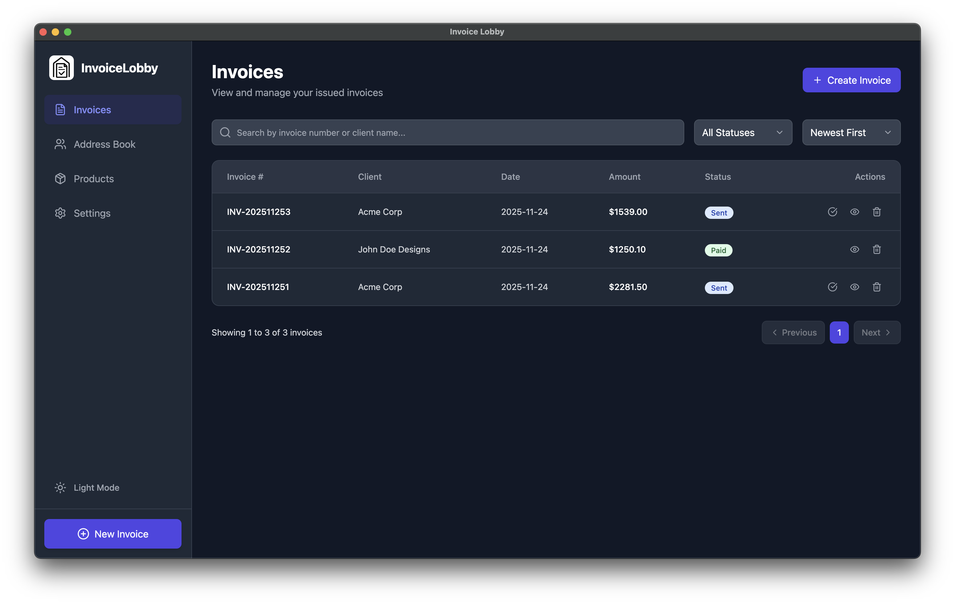 InvoiceLobby - Main product screenshot demonstrating key features and user interface