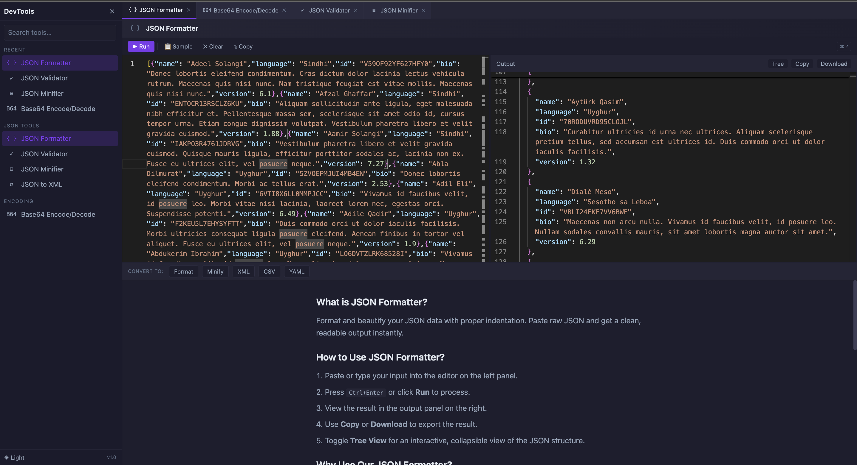 DevTools Workspace formatterjson.org - Product Hunt launch logo