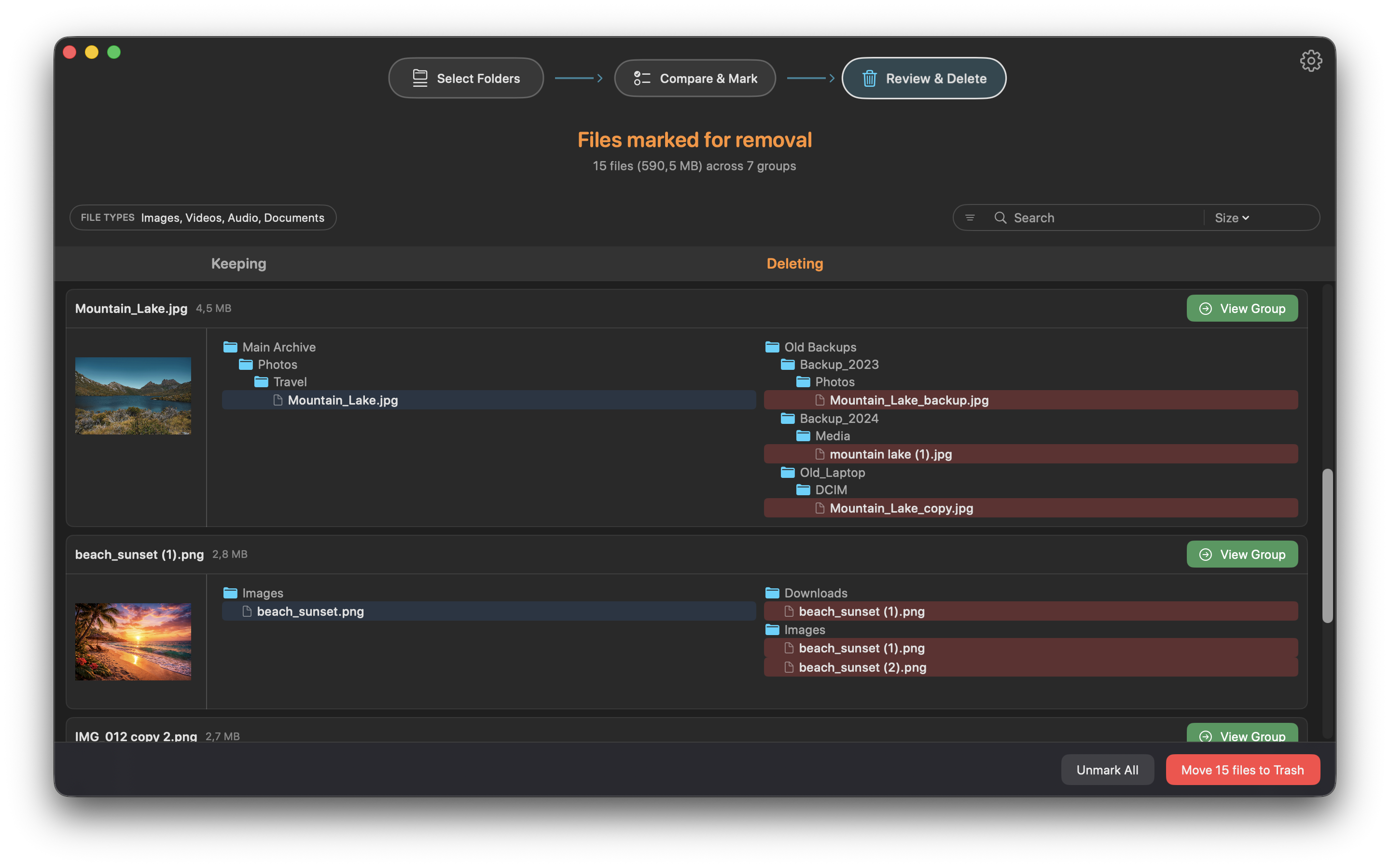 Duplicate Wizard - Main product screenshot demonstrating key features and user interface