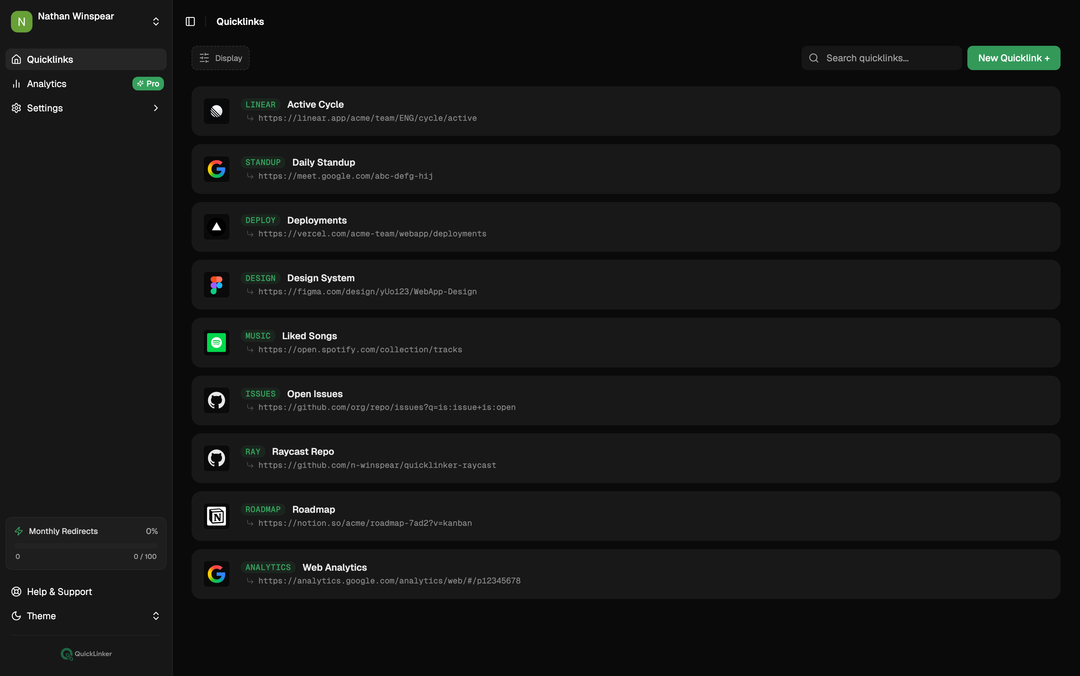 QuickLinker - Main product screenshot demonstrating key features and user interface