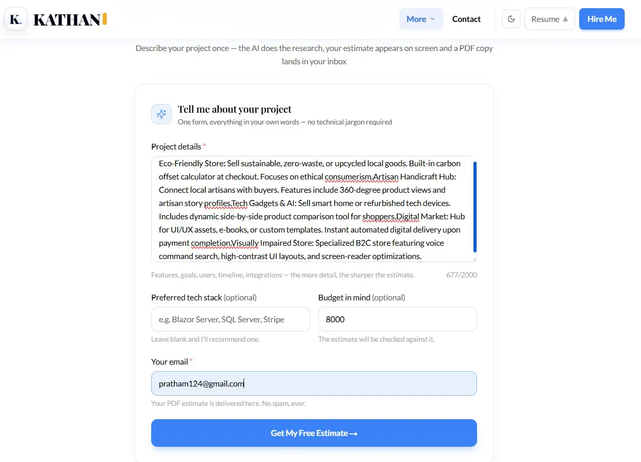 Free AI Project Cost Estimator gallery image