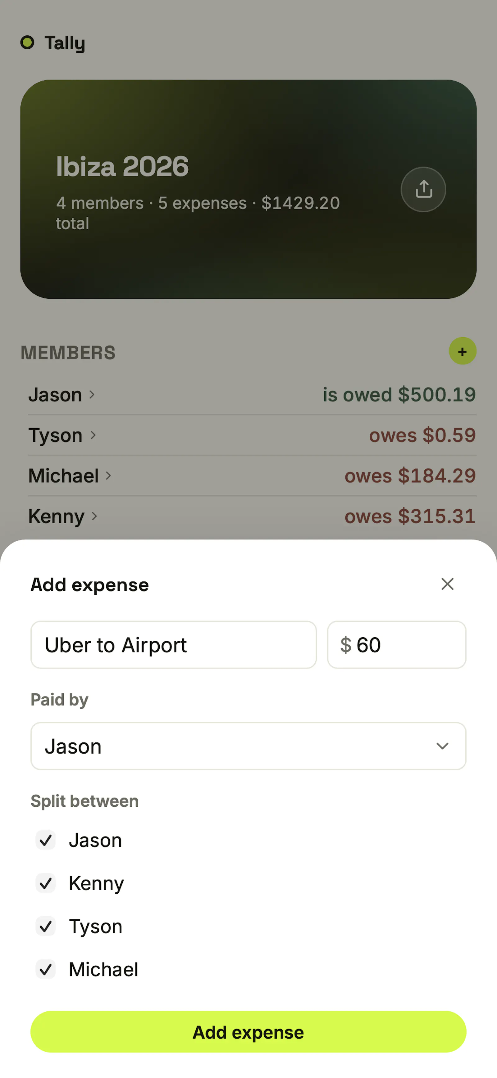 Tally screenshot 3