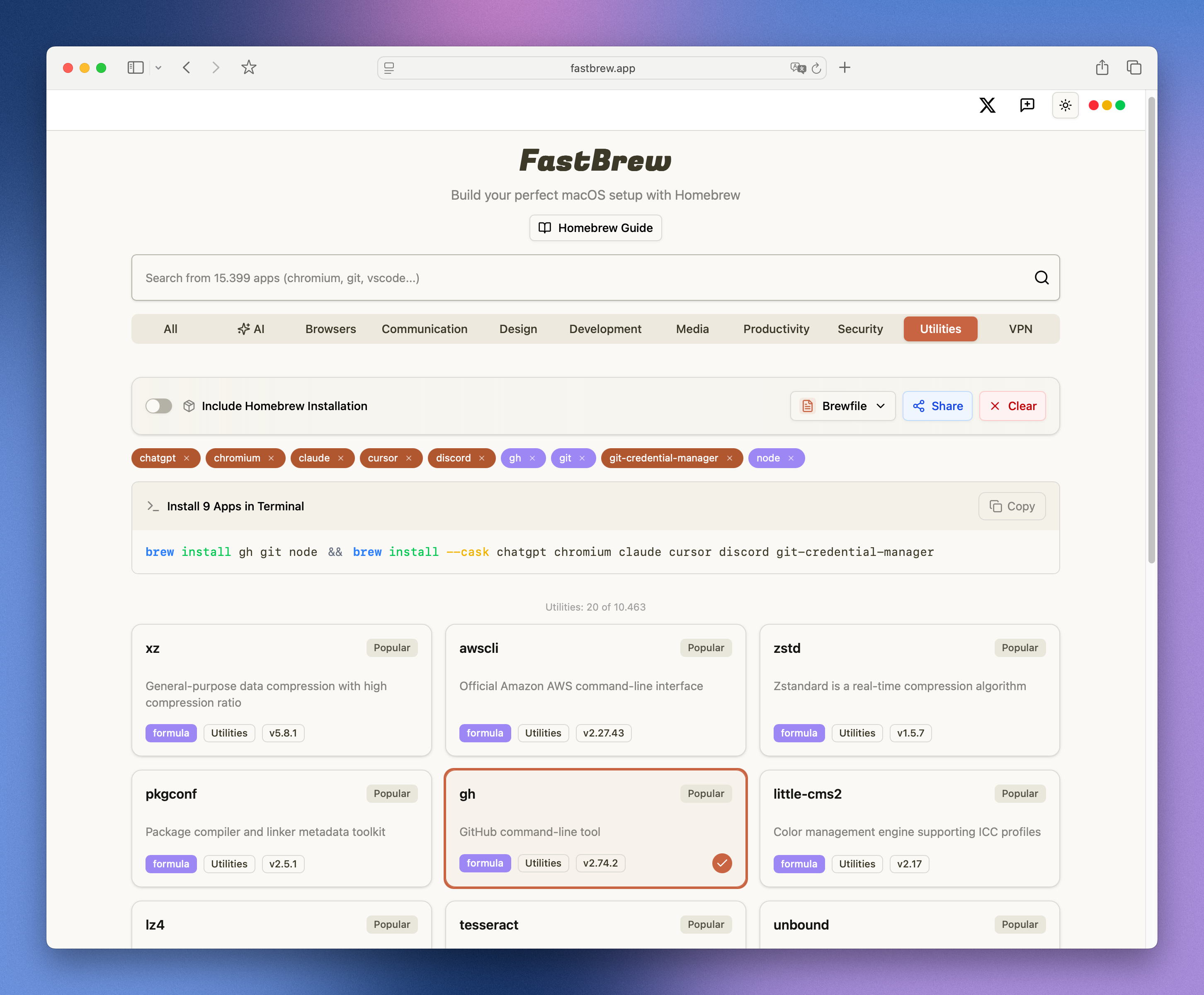 Fastbrew - Homebrew Made Beautiful - GUI voor MacOS -pakketbeheer media 2