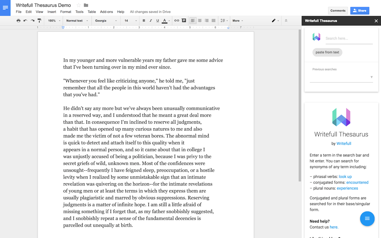Writefull Thesaurus Image
