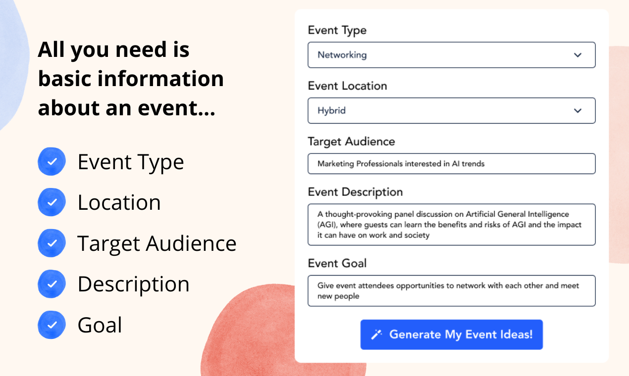 Generador de ideas de eventos de IA - Ideas de ideas nuevas y personalizadas para cualquier evento en segundos media 3