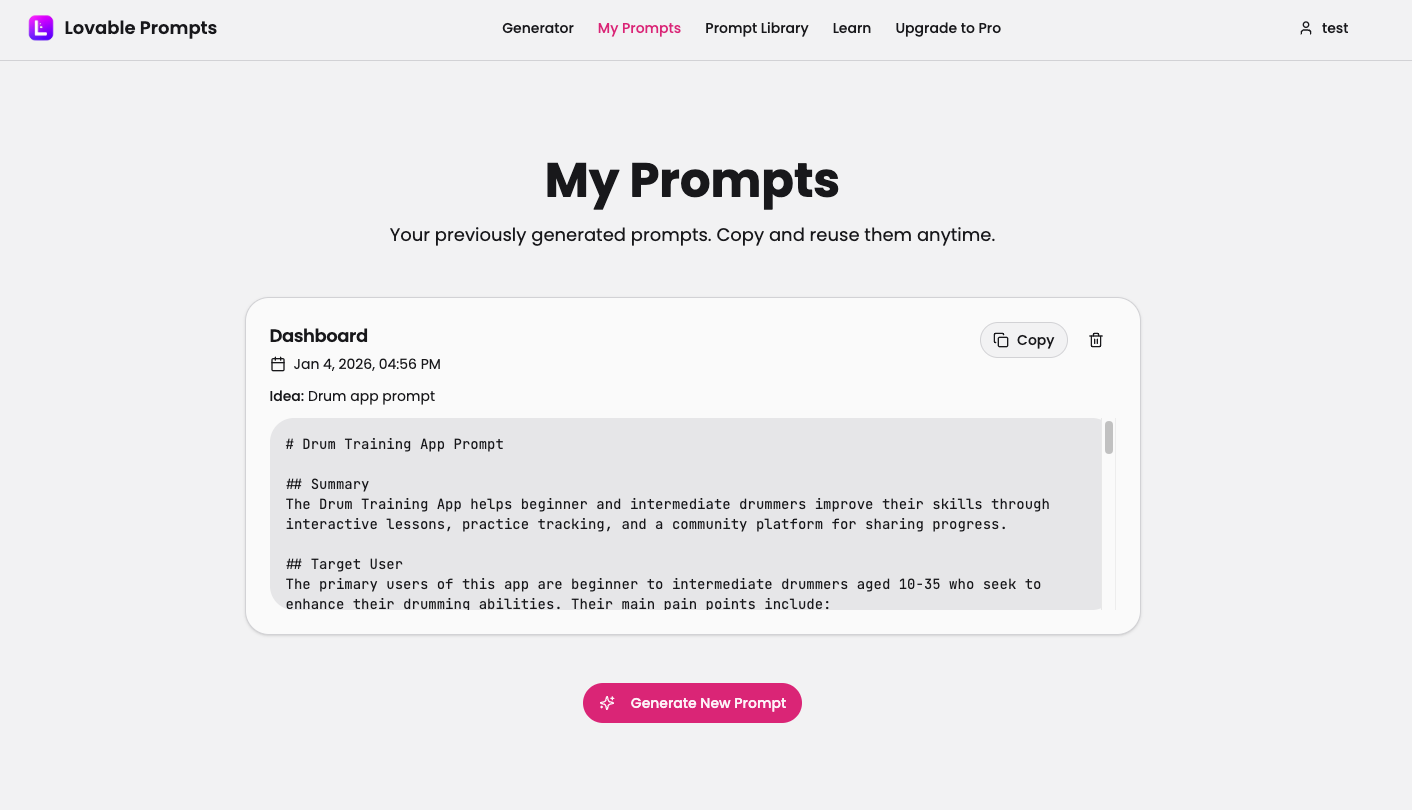 Lovable-prompts.com - Screenshot 2 showing product features and functionality
