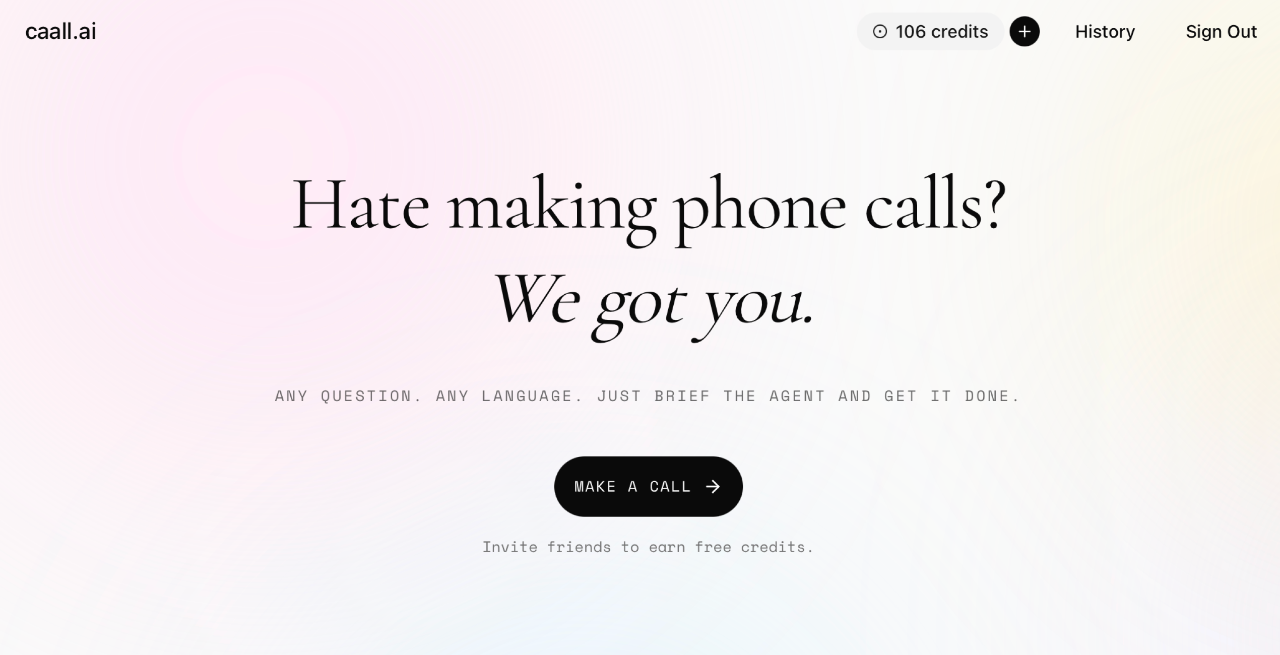 caall.ai — for people who hate calls - Main product screenshot demonstrating key features and user interface