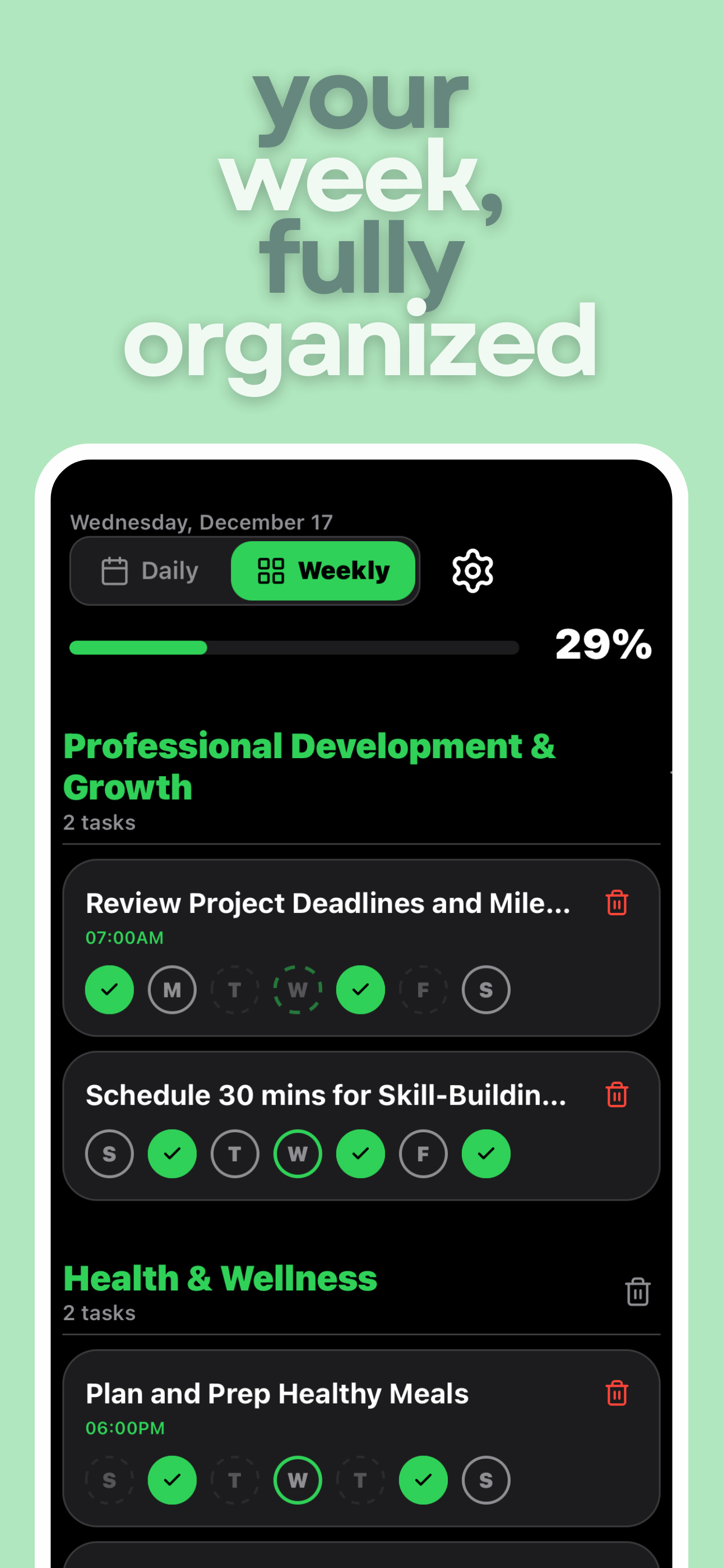 Weeklii's first launch - Screenshot 4 showing product features and functionality