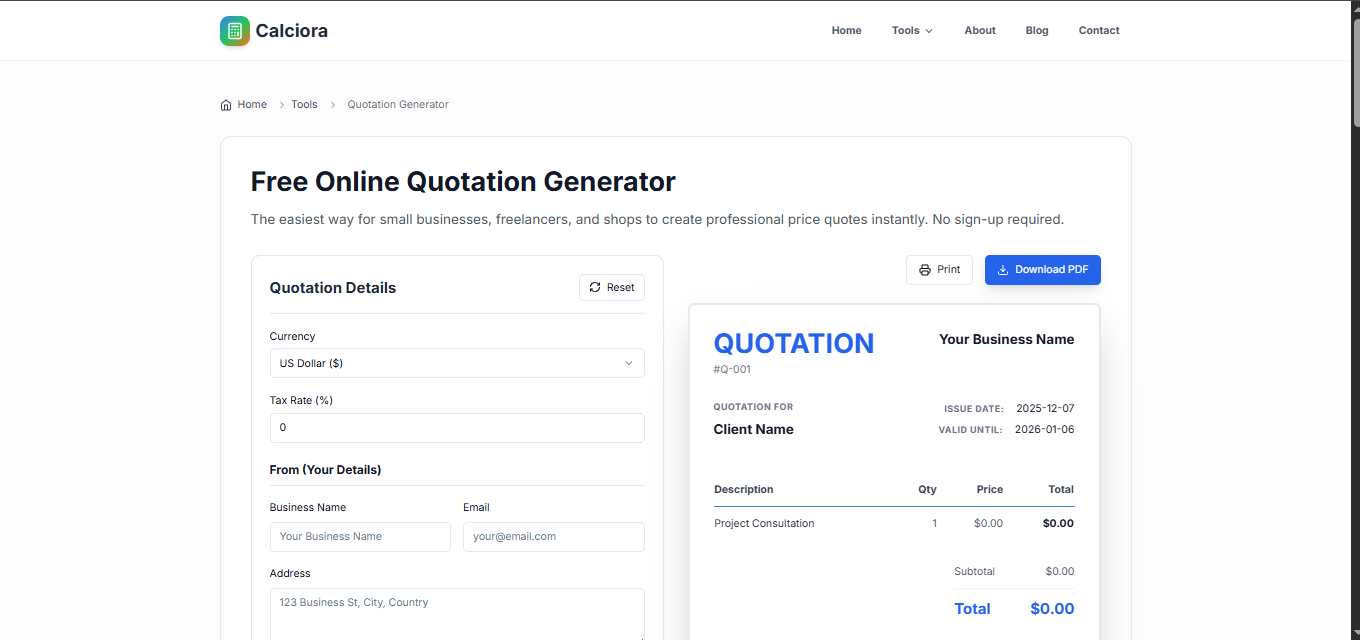 Calciora - Main product screenshot demonstrating key features and user interface